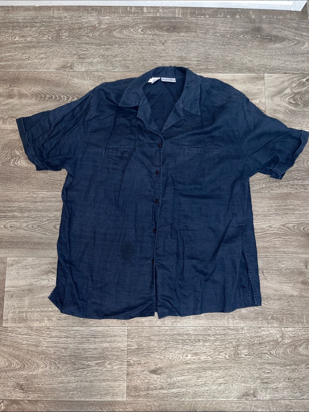 Classic Navy Short-Sleeve Button-Up Shirt - Unbranded
